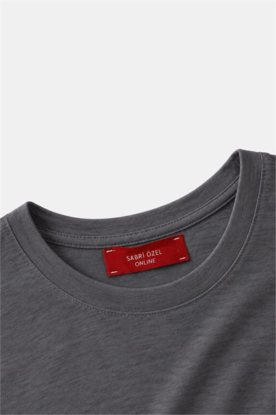 Füme %100 Pamuk Bisiklet Yaka Düz Renk Basic T-Shirt