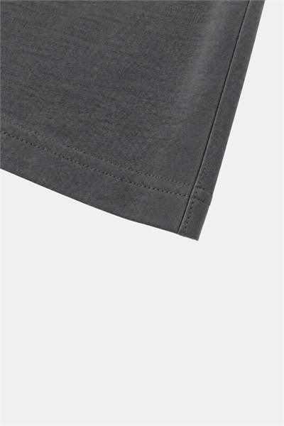 Füme %100 Pamuk Bisiklet Yaka Düz Renk Basic T-Shirt