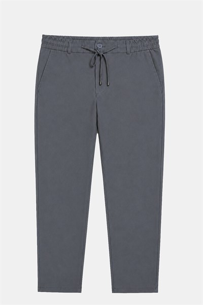 Füme Dokulu Arka Lastikli Köprü Kemerli Bağcıklı Slim Fit Jogger Pantolon