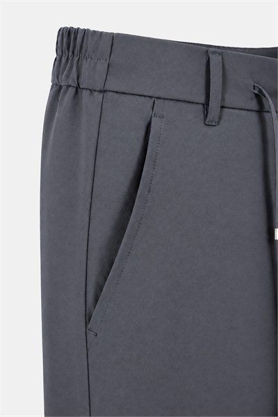 Füme Dokulu Arka Lastikli Köprü Kemerli Bağcıklı Slim Fit Jogger Pantolon