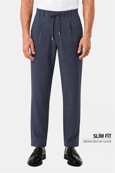 Füme Dokulu Arka Lastikli Köprü Kemerli Bağcıklı Slim Fit Jogger Pantolon