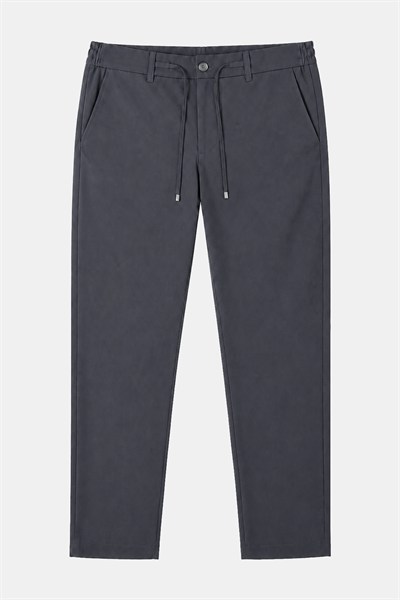 Füme Dokulu Arka Lastikli Köprü Kemerli Bağcıklı Slim Fit Jogger Pantolon