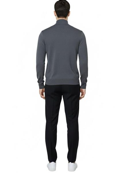 Antrasit Regular Fit Pamuk Karışımlı Fermuarlı Yarım Balıkçı Yaka Triko Kazak