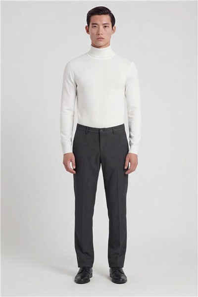 Giotelli Erkek Antrasit Dar Kesim Slim Fit Pamuklu Yan Cep Normal Bel Chino Pantolon