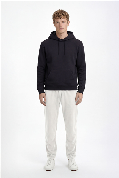 Giotelli Erkek Beyaz Normal Kesim Regular Fit Pamuklu Örme Bel Lastikli Jogger Eşofman Altı