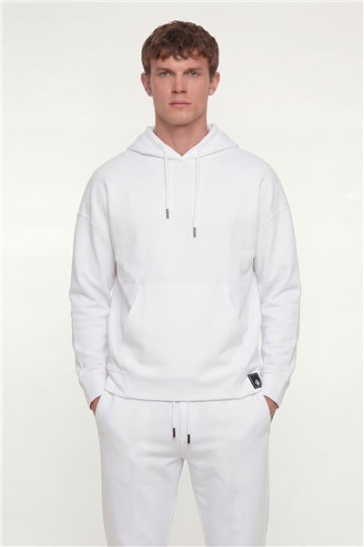 Giotelli Beyaz Regular Fit Pamuklu Kapüşonlu Eşofman Takımı