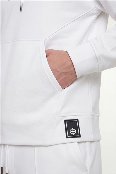 Giotelli Beyaz Regular Fit Pamuklu Kapüşonlu Eşofman Takımı