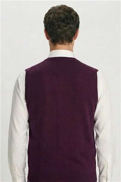 Giotelli Bordo Triko Yelekli 6 Drop Polyester Viskon Karışımlı Erkek Takım Elbise