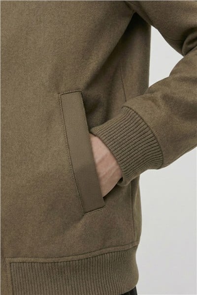 Giotelli Camel Regular Fit Yünlü Bomber Yaka Kaşe Erkek Mont