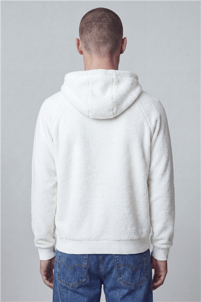 Giotelli Erkek Beyaz Normal Kesim Regular Fit Pamuklu Örme Kapüşonlu Sweatshirt