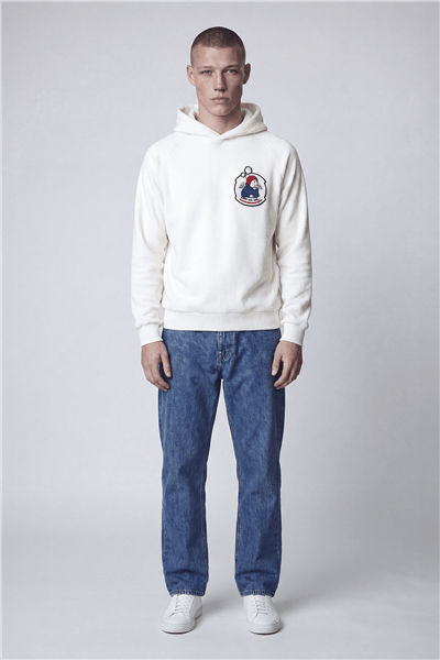 Giotelli Erkek Beyaz Normal Kesim Regular Fit Pamuklu Örme Kapüşonlu Sweatshirt