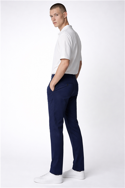 Giotelli Erkek Lacivert Dar Kesim Slim Fit Dokuma Beş Cep Normal Bel Pantolon