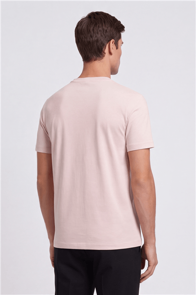 Giotelli Erkek Pembe Normal Kesim Regular Fit %100 Pamuk İşlemeli Kısa Kollu Bisiklet Yaka Tişört