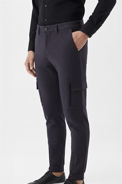 Giotelli Erkek Bordo Regular Fit Normal Kesim Dokuma Kumaş Lastikli Paça Kargo Detaylı Jogger Pantolon