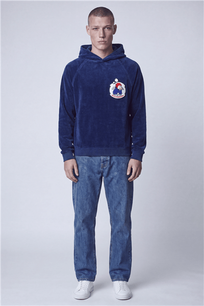 Giotelli Erkek Saks Normal Kesim Regular Fit Pamuklu Örme Kapüşonlu Sweatshirt