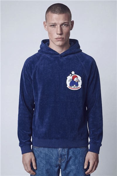 Giotelli Erkek Saks Normal Kesim Regular Fit Pamuklu Örme Kapüşonlu Sweatshirt