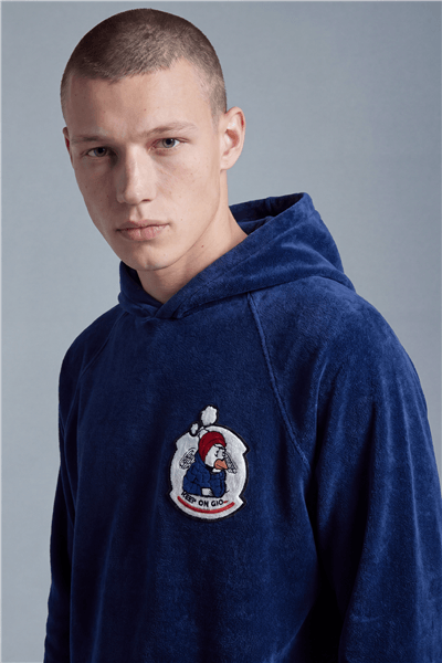 Giotelli Erkek Saks Normal Kesim Regular Fit Pamuklu Örme Kapüşonlu Sweatshirt