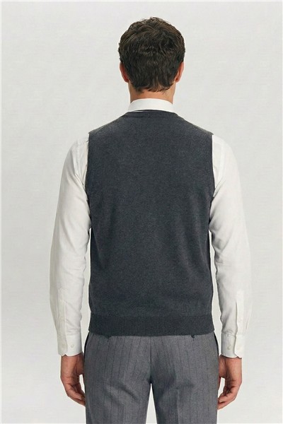 Giotelli Gri Triko Yelekli 6 Drop Polyester Viskon Karışımlı Erkek Takım Elbise