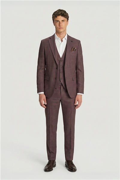 Giotelli Kiremit Slim Fit Mono Yaka Yelekli 8 Drop Erkek Takım Elbise