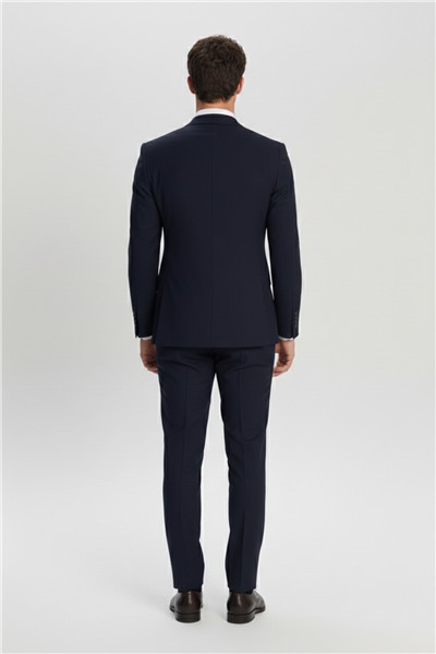 Giotelli Erkek Lacivert Dar Kesim Slim Fit Viskon Sivri Yaka Kruvaze 6 Drop Klasik Smokin & Damatlık
