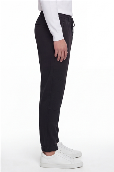 Giotelli Erkek Siyah Normal Kesim Regular Fit Viskon Fermuar Cepli Bel Lastikli Jogger Eşofman Altı