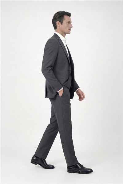 Giotelli Erkek Siyah Slim Fit Çizgili Mono Yaka Yelekli 6 Drop Takım Elbise