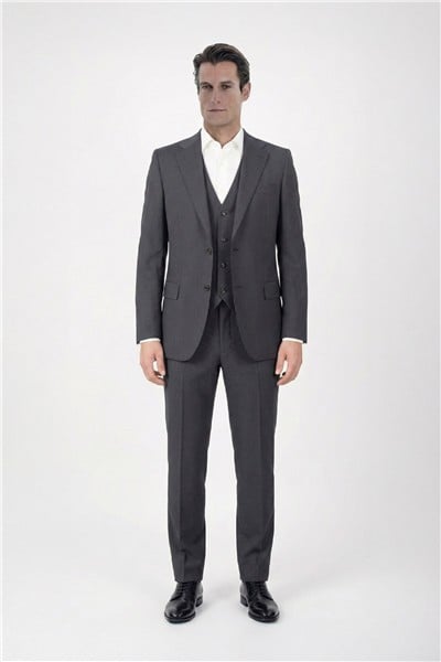 Giotelli Erkek Siyah Slim Fit Çizgili Mono Yaka Yelekli 6 Drop Takım Elbise