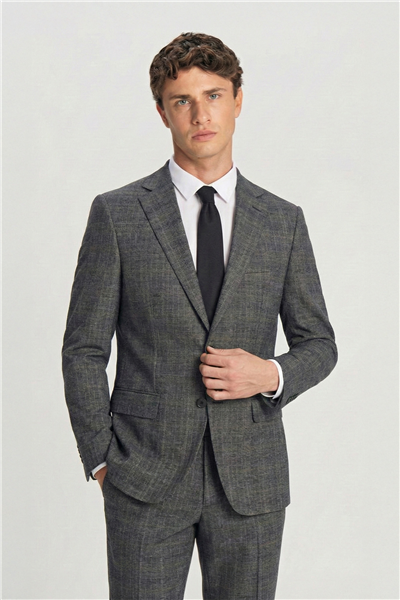 Giotelli Siyah Slim Fit Mono Yaka Ekose Takım Elbise