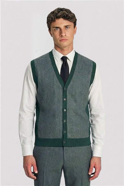 Giotelli Erkek Yeşil Dar Kesim Slim Fit Viskon Sivri Yaka Düğmeli Fleto Kapaklı Cep Çift Yırtmaçlı Tam Astarlı 6 Drop Triko Yelekli Takım Elbise