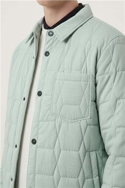 Giotelli Yeşil Regular Fit Gömlek Yaka Desenli Erkek Mont Ceket