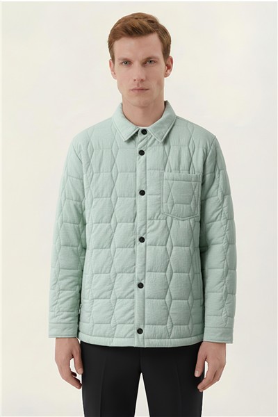 Giotelli Yeşil Regular Fit Gömlek Yaka Desenli Erkek Mont Ceket