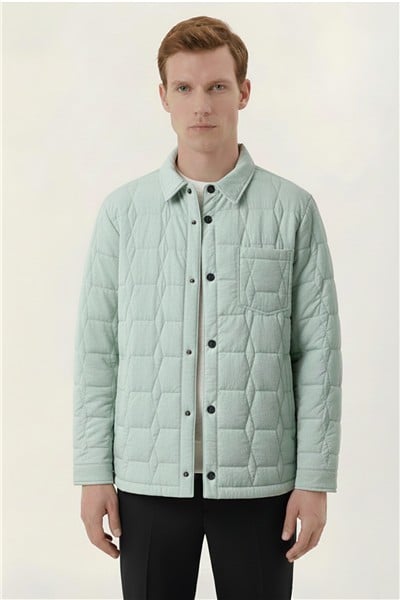 Giotelli Yeşil Regular Fit Gömlek Yaka Desenli Erkek Mont Ceket