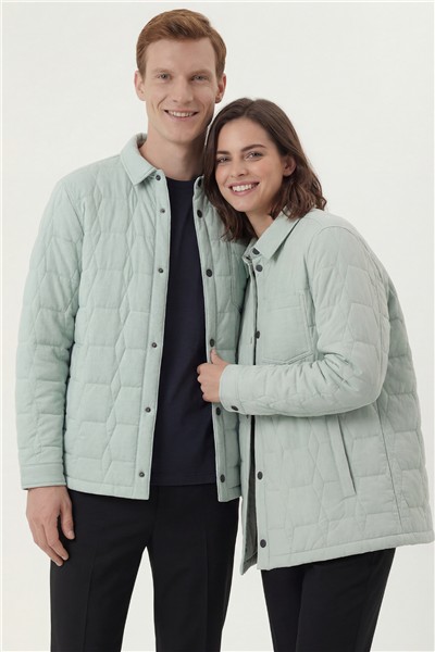 Giotelli Yeşil Regular Fit Gömlek Yaka Desenli Erkek Mont Ceket