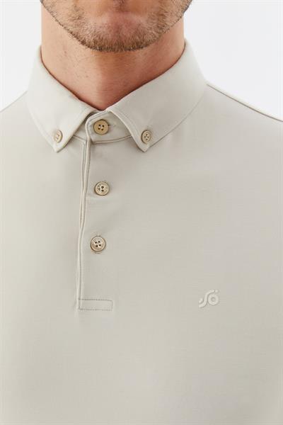 Erkek Bej Standart Fit Gömlek Yaka Tişört – Kısa Kollu