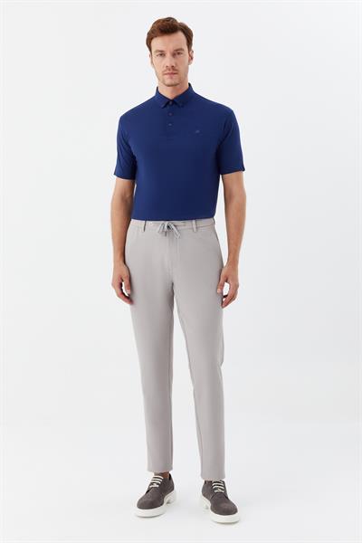 Erkek İndigo Standart Fit Gömlek Yaka Tişört – Kısa Kollu