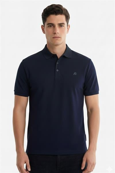 Erkek Lacivert Standart Fit Polo Yaka Tişört – Kısa Kollu