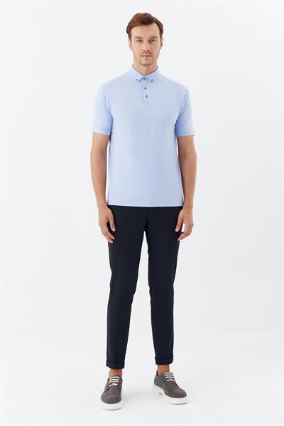 Erkek Bej Dar Kesim Slim Fit Dokuma Gömlek Yaka Tişört