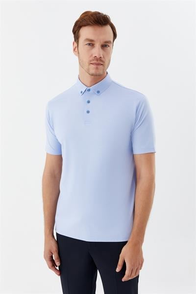 Erkek Bej Dar Kesim Slim Fit Dokuma Gömlek Yaka Tişört