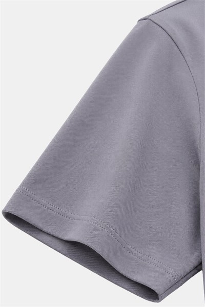 Gri %100 Pamuk Regular Fit Dokuma Bisiklet Yaka Basic T-Shirt