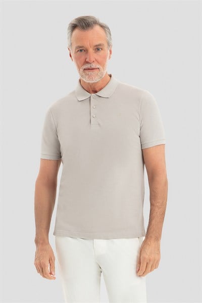 Gri %100 Pamuk Regular Fit Klasik Polo Yaka T-shirt