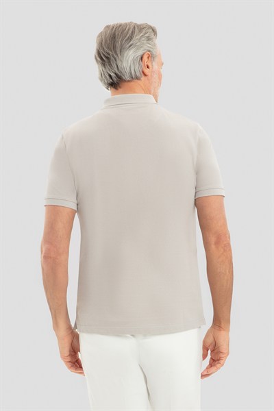 Gri %100 Pamuk Regular Fit Klasik Polo Yaka T-shirt
