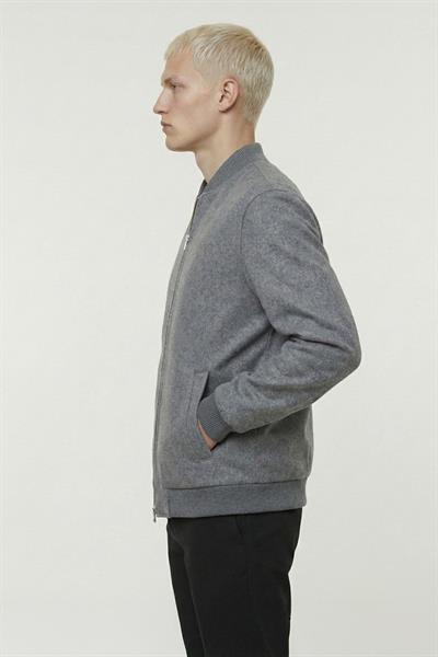 Giotelli Gri Regular Fit Yünlü Bomber Yaka Kaşe Erkek Mont