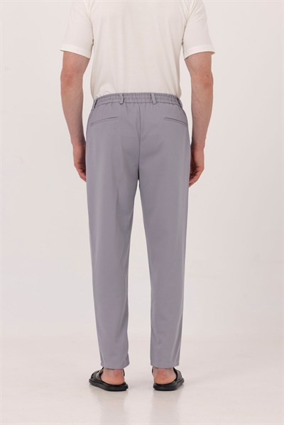 Gri Dokulu Arka Lastikli Köprü Kemerli Bağcıklı Slim Fit Jogger Pantolon