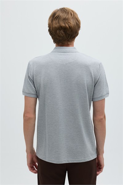 Gri Melanj %100 Pamuk Regular Fit Klasik Polo Yaka T-shirt