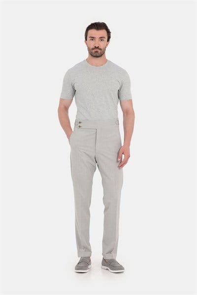 Gri Melanj %100 Pamuk Regular Fit Bisiklet Yaka Basic T-shirt