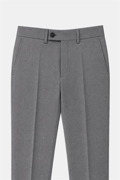Gri Slim Fit Normal Bel 6 Drop Mono Yaka Takım Elbise