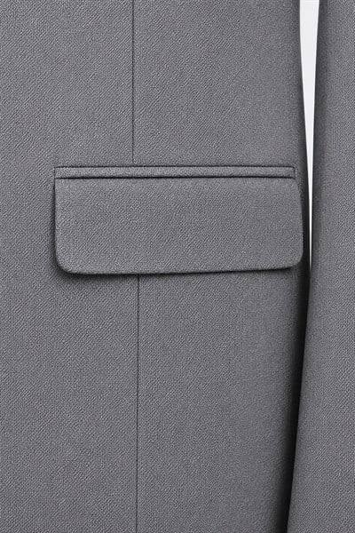 Gri Slim Fit Normal Bel 6 Drop Mono Yaka Takım Elbise