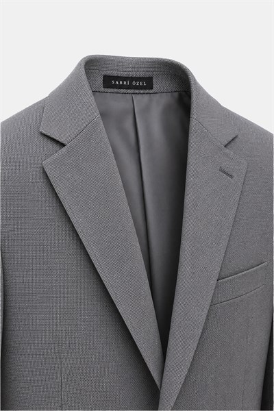 Gri Slim Fit Normal Bel 6 Drop Mono Yaka Takım Elbise