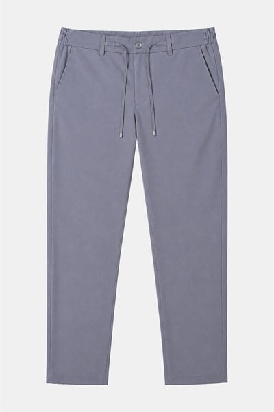 Gri Dokulu Arka Lastikli Köprü Kemerli Bağcıklı Slim Fit Jogger Pantolon