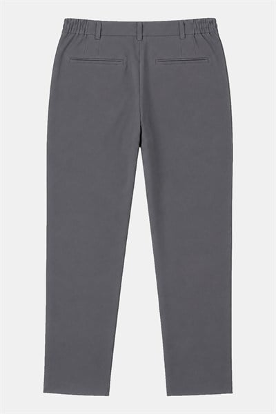 Gri Slim Fit Bel Bağcıklı Paraşüt Pantolon
